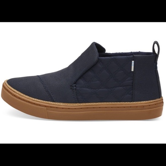 TOMS Ankle Boots Paxton Water Resistant Slip Ons Quilted Navy blue Sneakers - Picture 3 of 10
